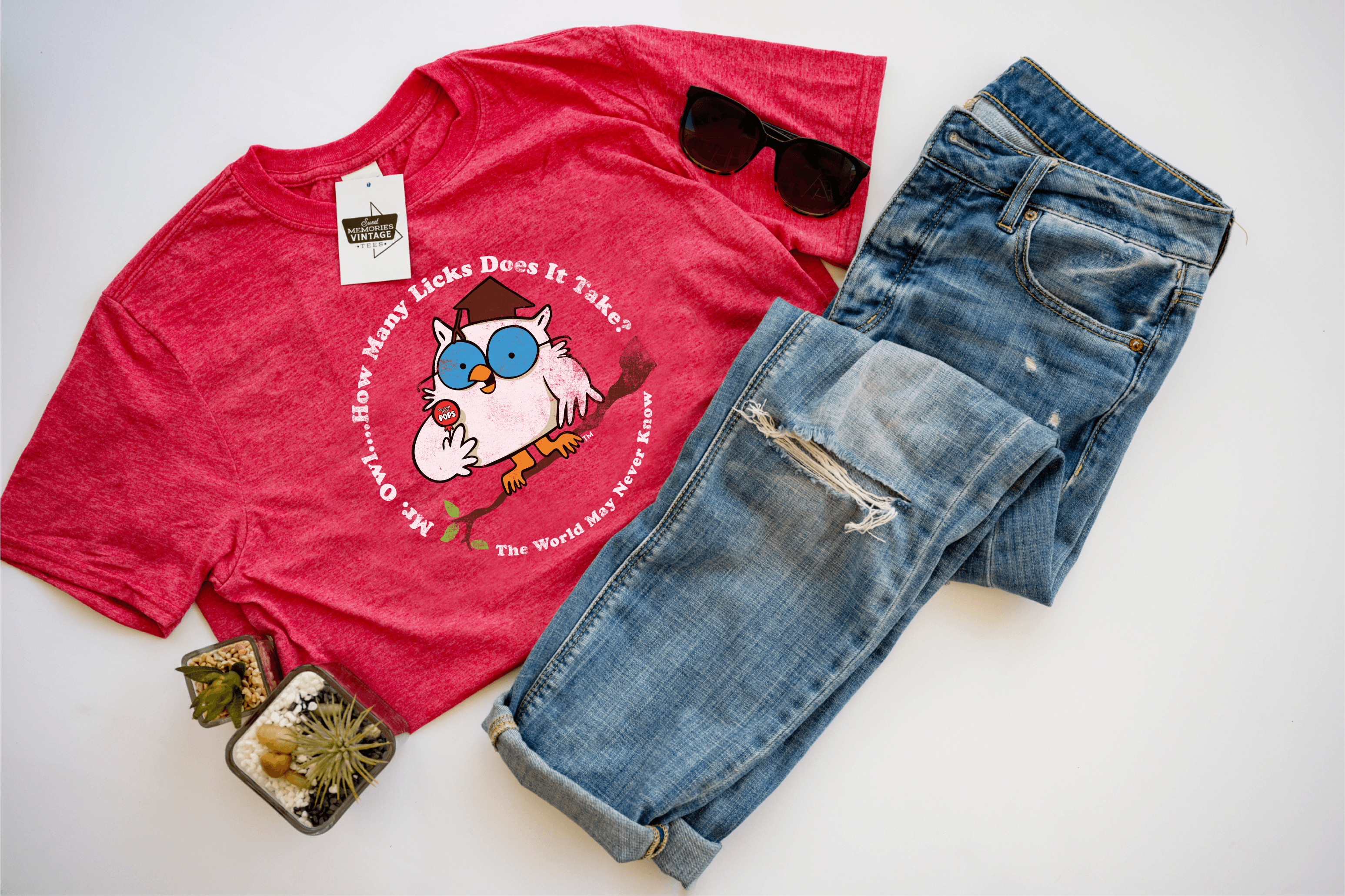 Rouge chiné T-shirt rouge Tootsie Iconic Mr. Owl Heather en vente sur Faire4