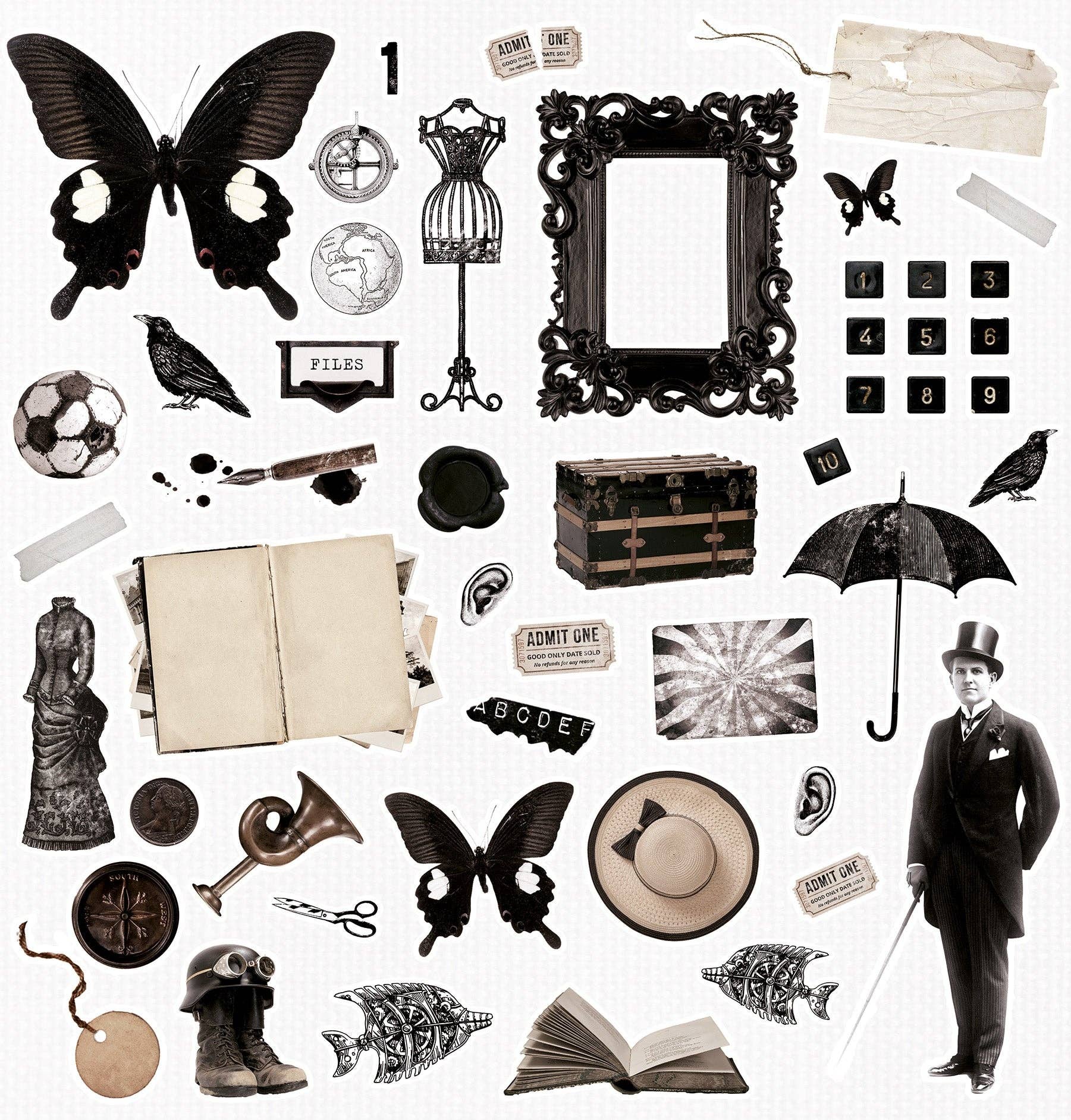 Ecstasy Crafts Distributing - Wholesale Scrapbook - SL Paperset Background Paper Vintage Treasures 304.8x304.8x0.5mm 12 SH nr.0711