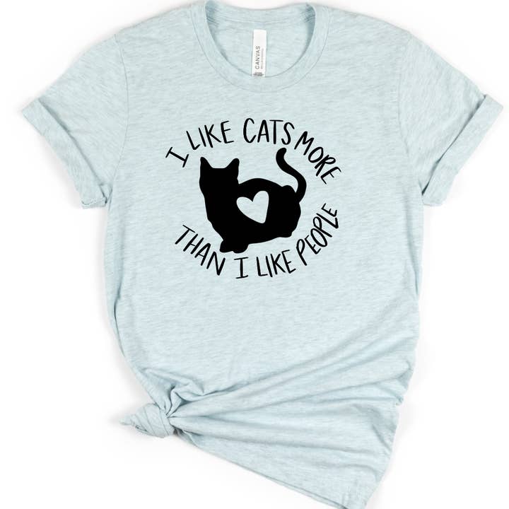 Jeg kan godt lide katte mere end jeg kan lide mennesker Funny Cat T-shirt for engroshandel hos Londas Trendy Tees