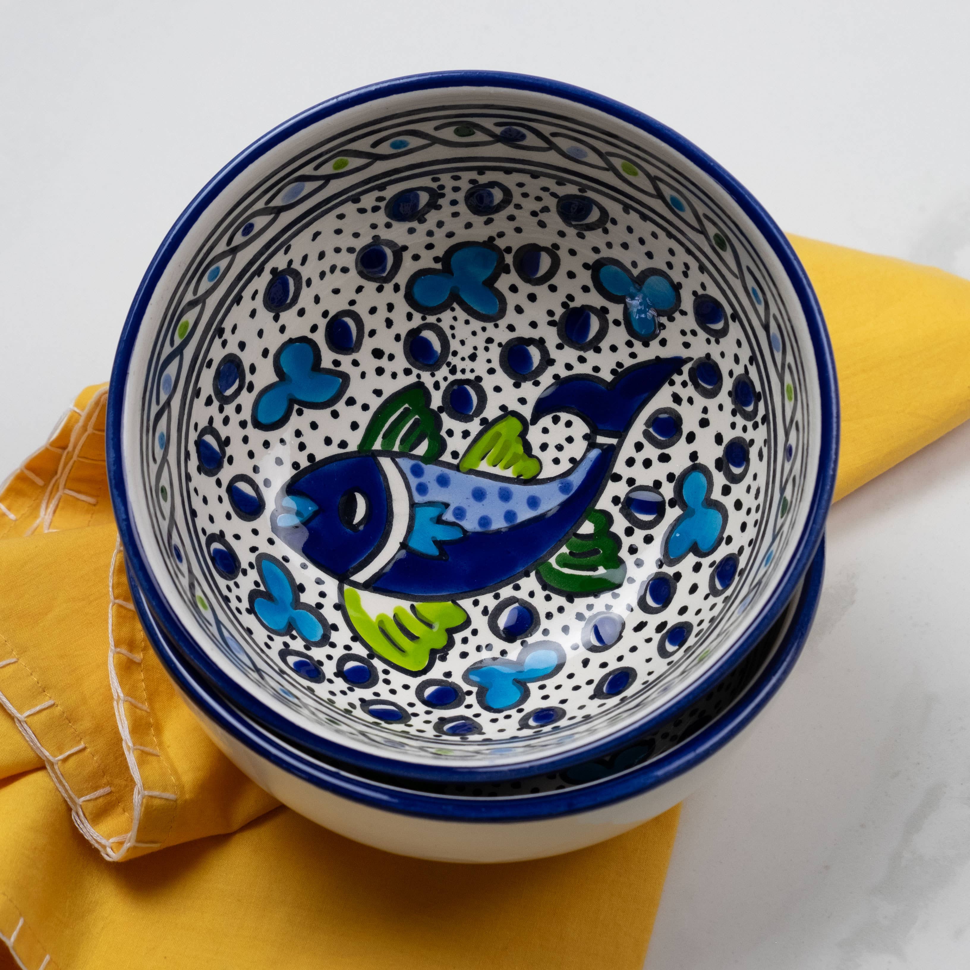 Sobremesa - Wholesale Bowl - Blue Fish Ceramic Cereal, Soup Bowl, Breakfast Bowl1