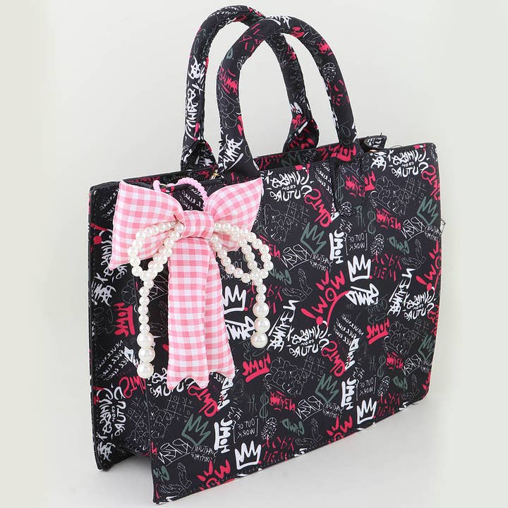 3AM BY H&D ACCESSORIES - Wholesale Purse/Bag Accessory - Women's - Pearled Plaid Ribbon Bag Charm2