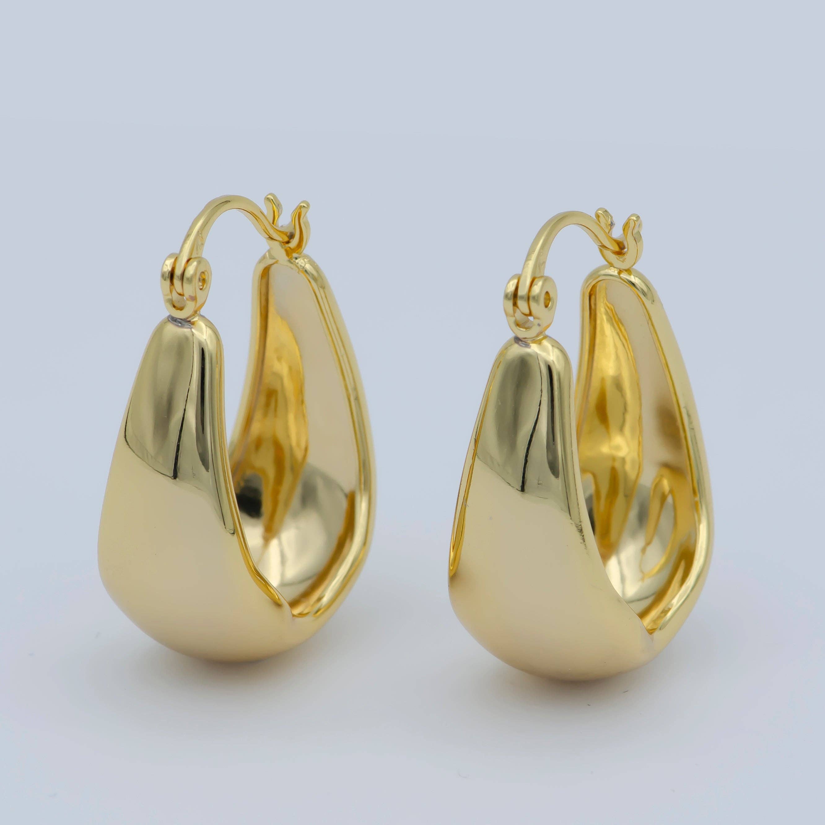 Aim Eternal - Wholesale Hoop Earrings - 24k Gold Filled Thick Hoops - Gold Thick Hoop Earrings - Chunky Thick Hoops - Light Weight Hoops Dome Earring P2642