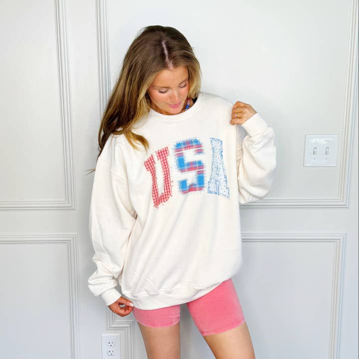 USA Patchwork Sweatshirt for engroshandel hos Poppy & Pine