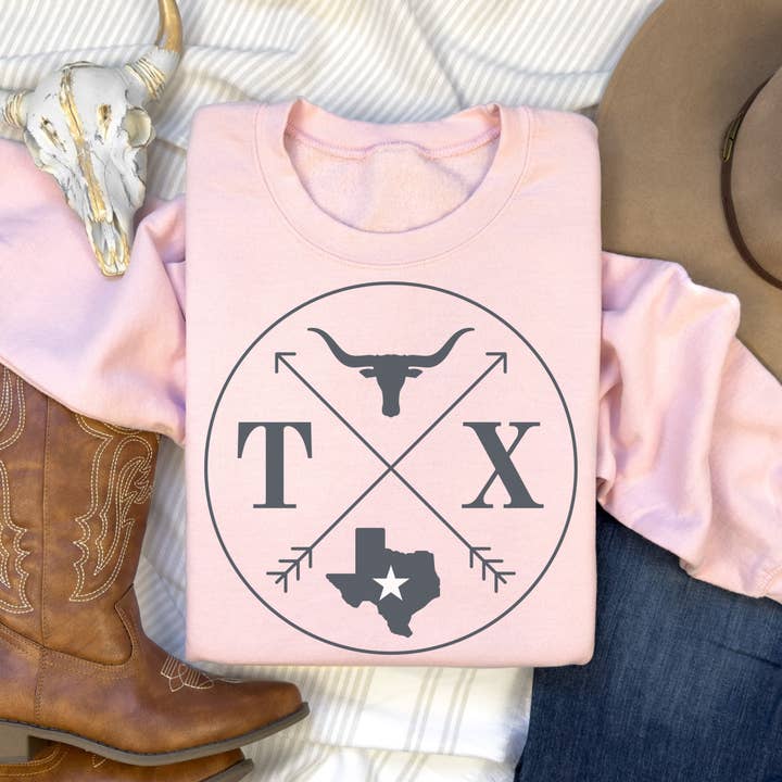 Trendznmore - Modern Graphic Apparel - Wholesale Graphic Sweatshirt - Women's - State of Texas Western Crewneck Sweatshirt3
