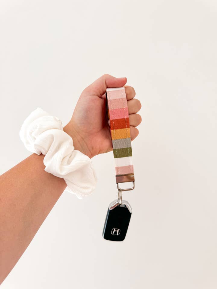 Striped Keychain Wristlet for wholesale by Peachy Daze Boutique