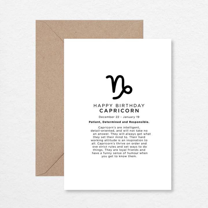 Carte de voeux A6 pour l'anniversaire du Capricorne pour la vente par EK DESIGN