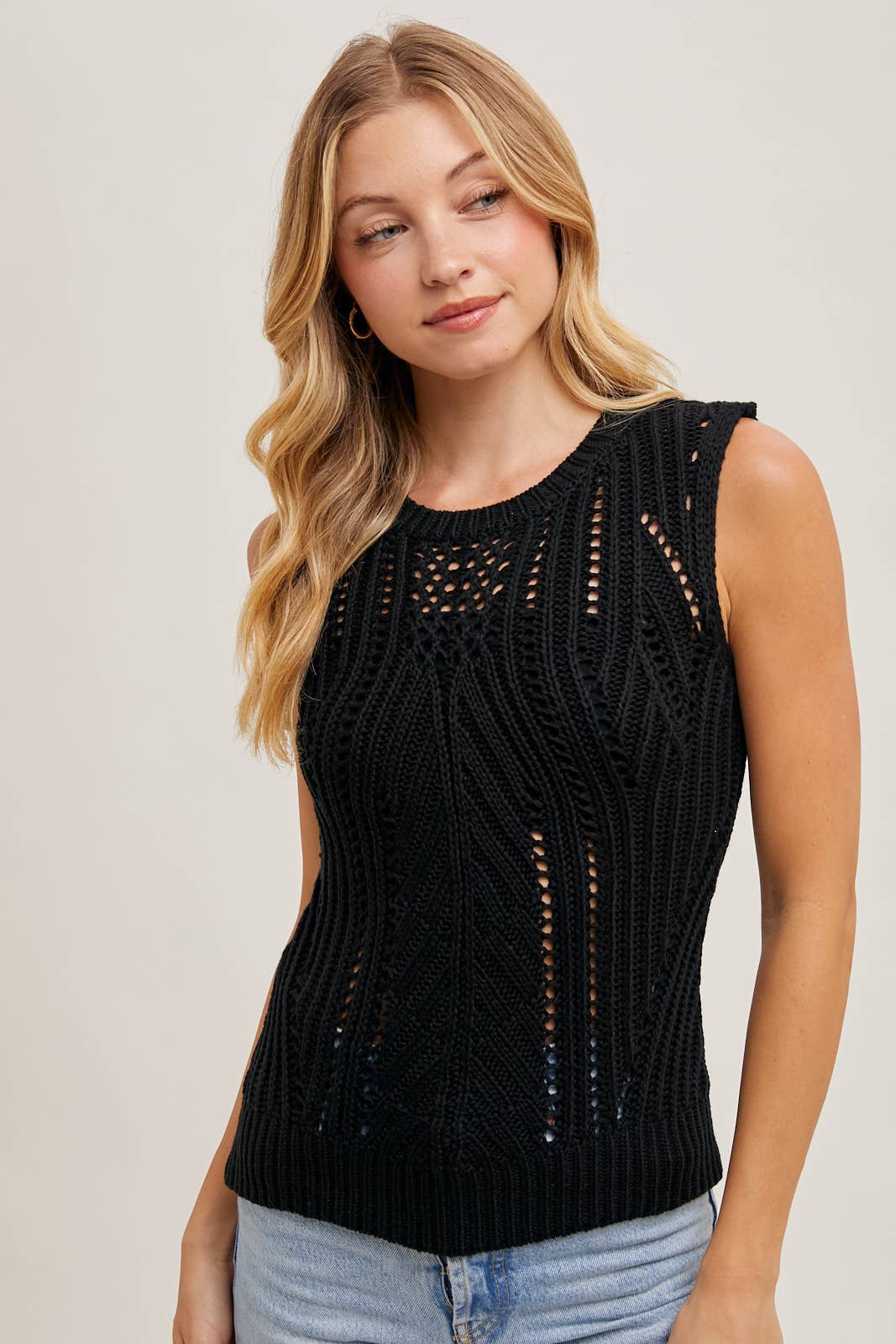 Bluivy – wholesale Linne (Tryckt) - Dam – SKIR ÖPPEN STICKAD TRÖJA4