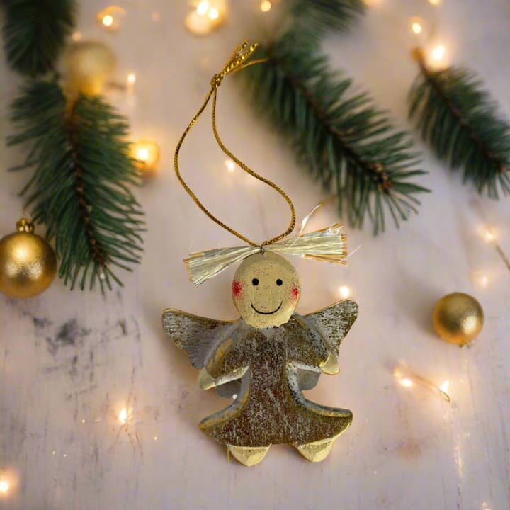 Hanging Angel Ornament - Gold for wholesale by Suzie Blue Canada