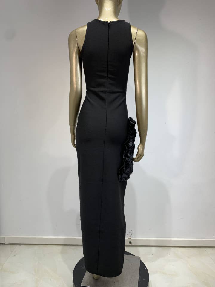 Black SY194 Chic Applique Bandage Dress - Banquet Elegance for wholesale on Faire8