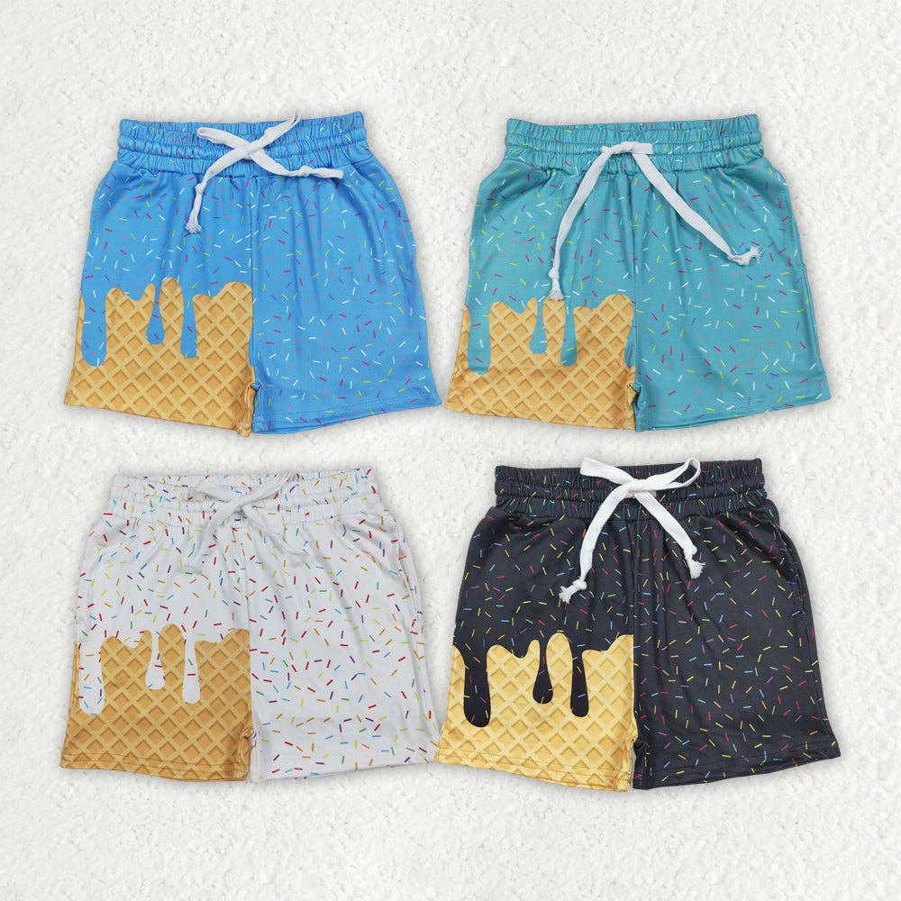 Aier Wholesale - Wholesale Shorts - Kids - 4 Colors Sibling Baby Girls Ice Cream Drip Sprinkles Summer Shorts Bottoms4