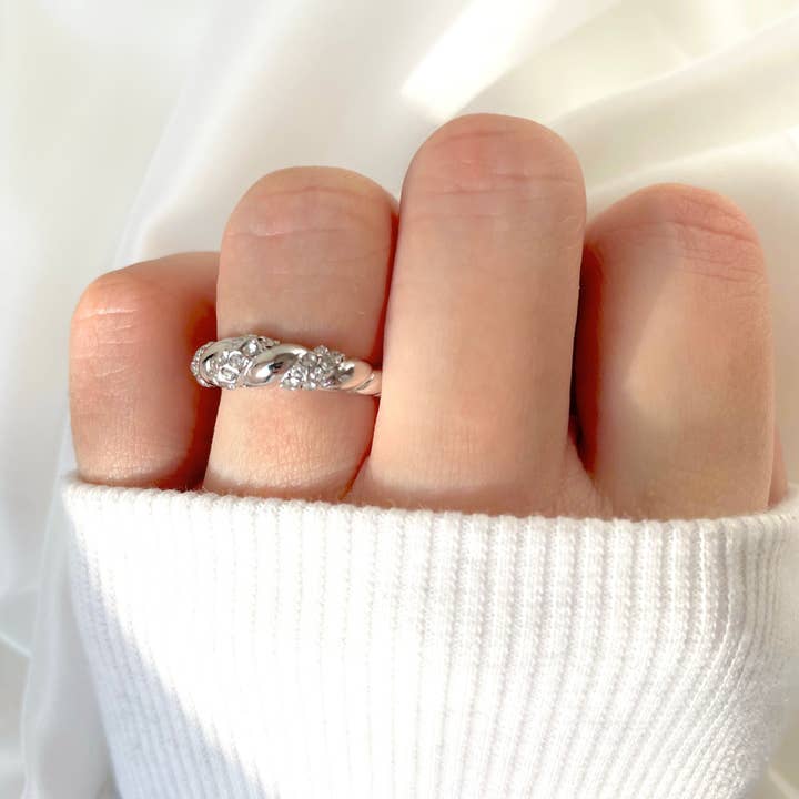 Blueyejewelry - Wholesale Band/Stacked Ring - Diamond Twist Ring - Waterproof Gold Twisted CZ Stacker Ring