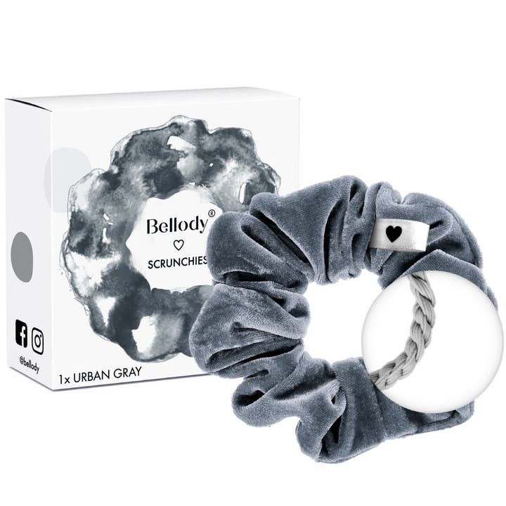 Velvet scrunchie grey - Bellody® (1 piece - Urban Gray) for wholesale by Bellody GmbH