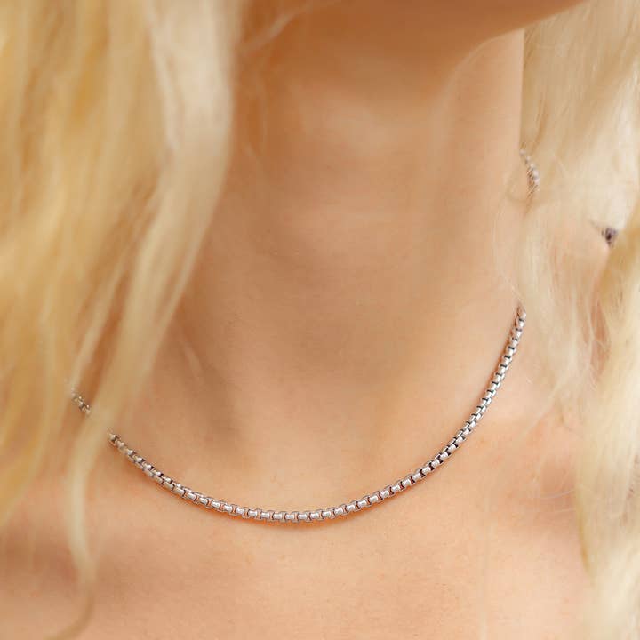 WJW - Wholesale Link & Chain Necklace - Stainless Steel Rounded Box Chain2