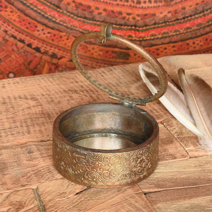 HomArt - Wholesale Decorative Box - Josephine Mirrored Box, Brass - Sm Round