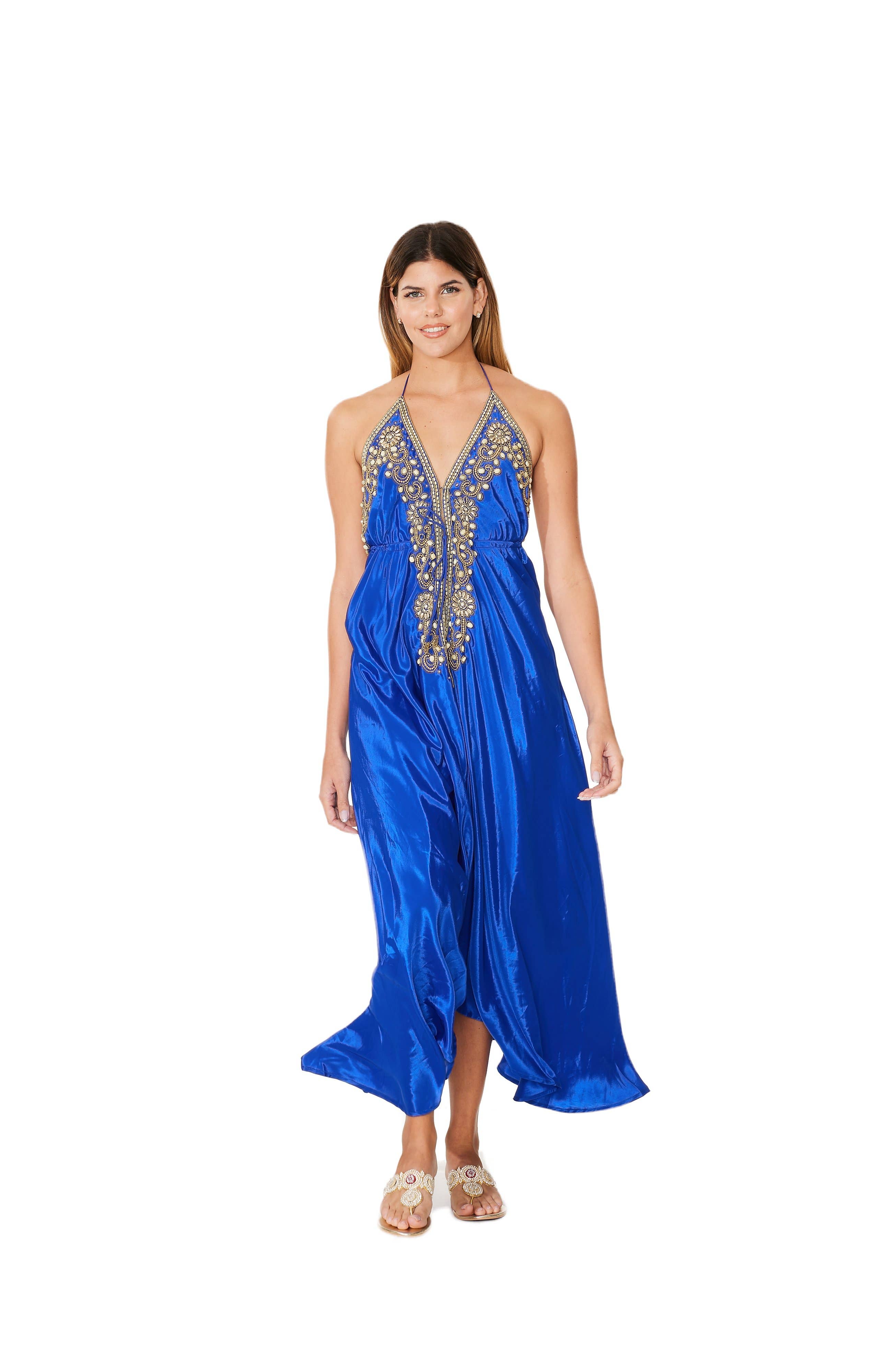 Ranee's - Vente Robe – femme - Robe bleue royale à ornements0