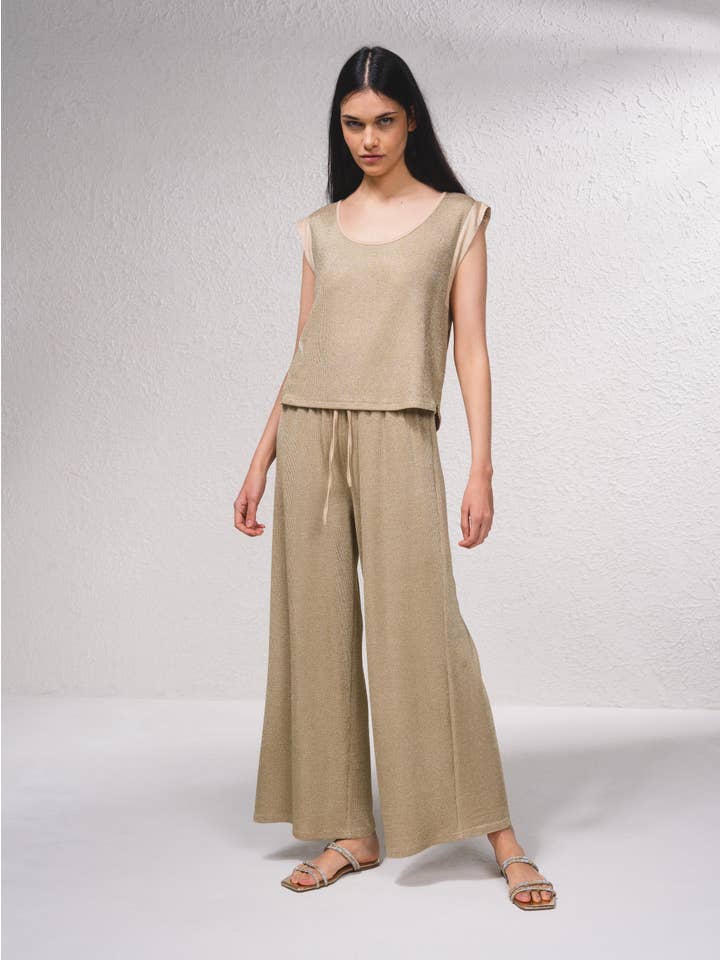 SMF - Vendita all'ingrosso Pantalone - Donna - 259615 - Pantaloni in lurex con lacci