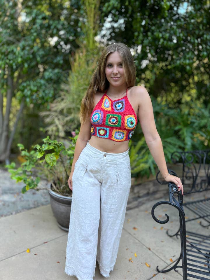 Granny Square Crochet Halter Top for wholesale by Kaantique