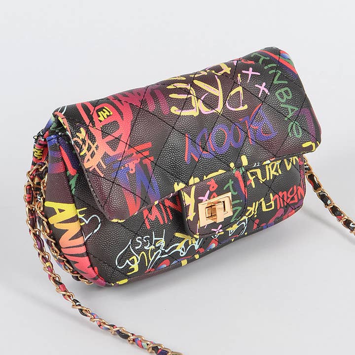 Black Graffiti Quilted Clutch for wholesale on Faire