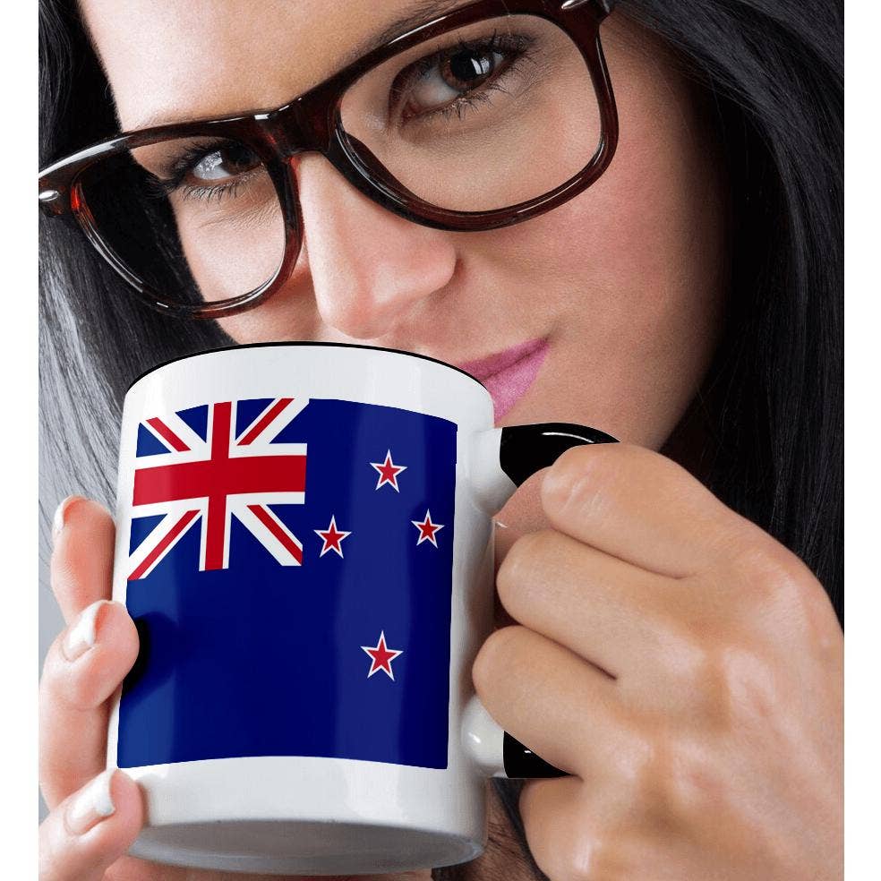3dRose – wholesale Kaffekoppar – 3dRose, Nya Zeelands flagga - Nyzeeländsk blå Union Jack med fyra röda stjärnor Kiwi land världssouvenir, Mugg1