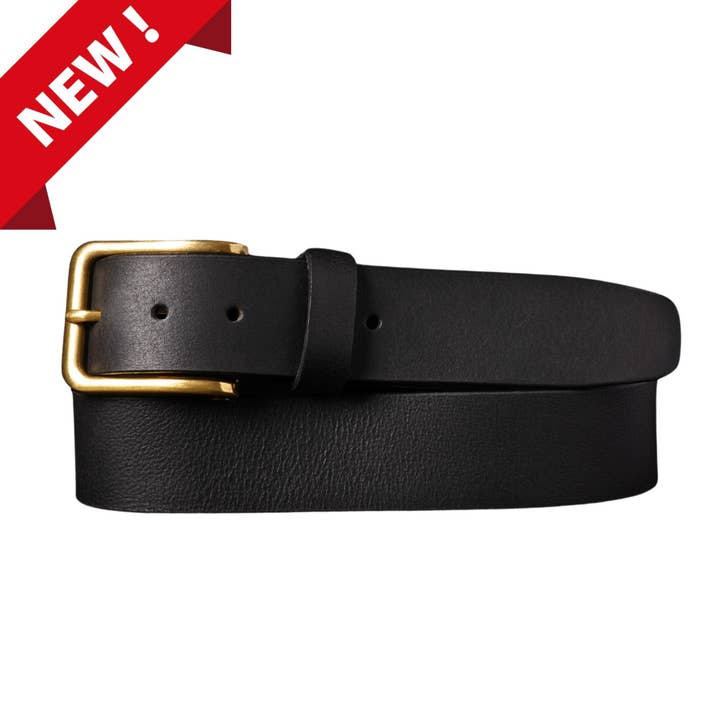 The Alchemist Belt - Black Leather Belt With Gold Buckle for wholesale by NAB LEATHER
