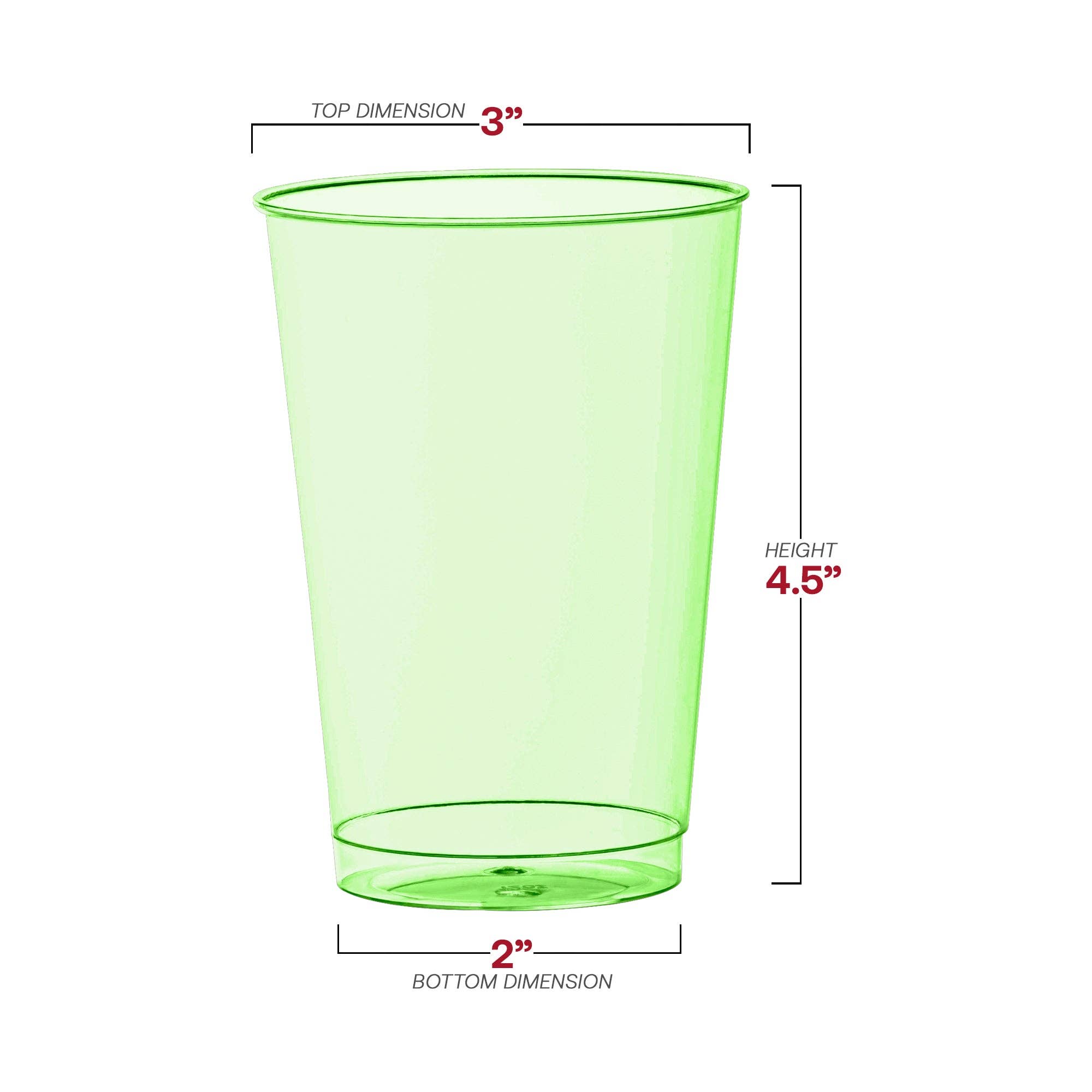 Smarty had a Party - Wholesale Disposable Cup - 12 oz. Clear Green Disposable Plastic Party Cups - 240 pcs2