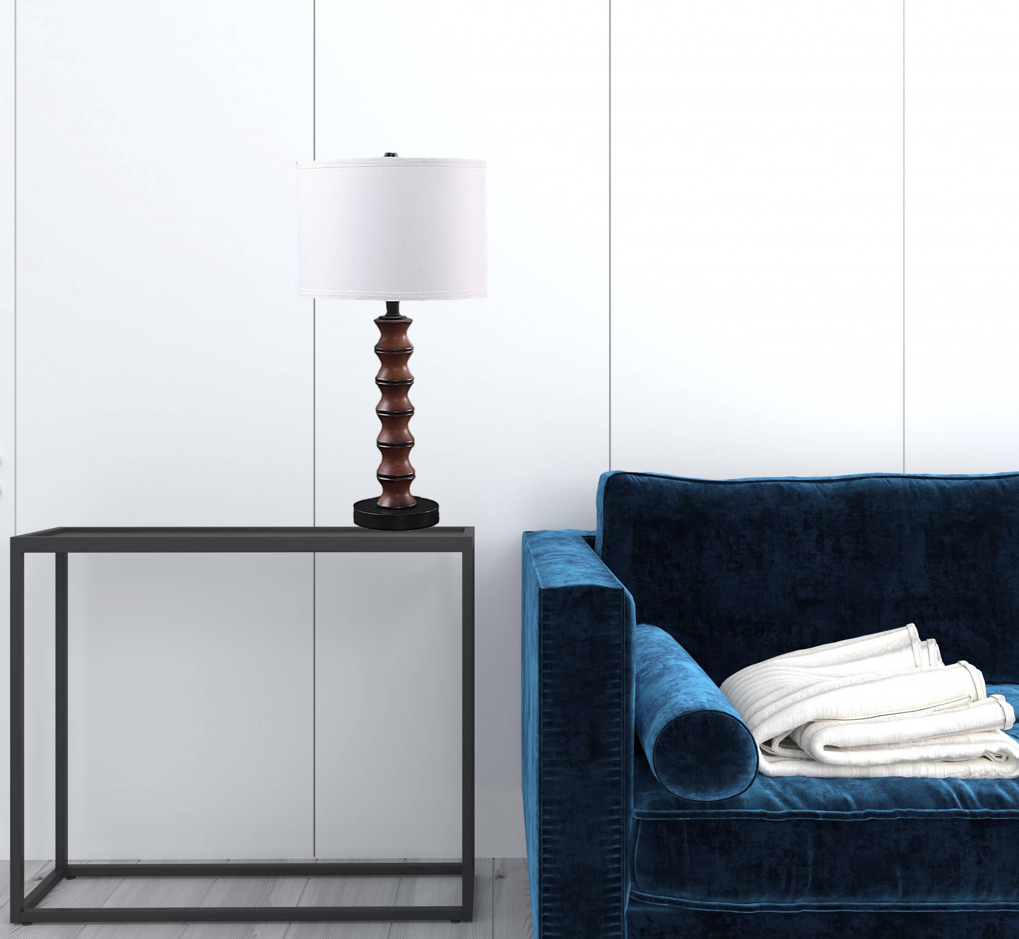 HomeRoots - Wholesale Accent/Desk Lamp - 28"Dark Cherry Polyresin Indents Table Lamp With White Shade2