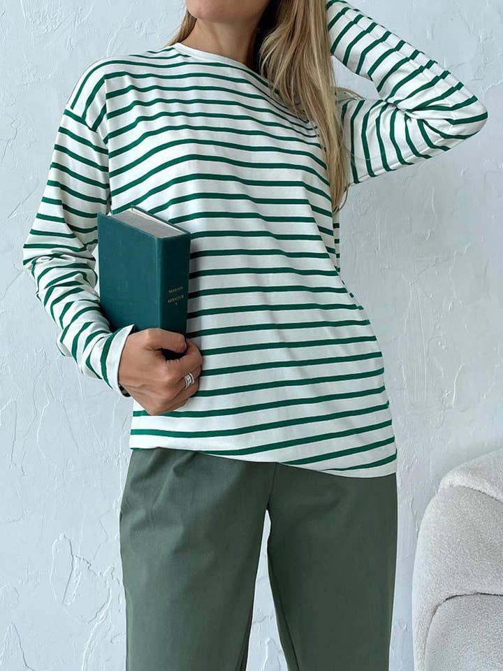 safistyle - Wholesale T-Shirt - Women's - Striped Long-Sleeve Top13