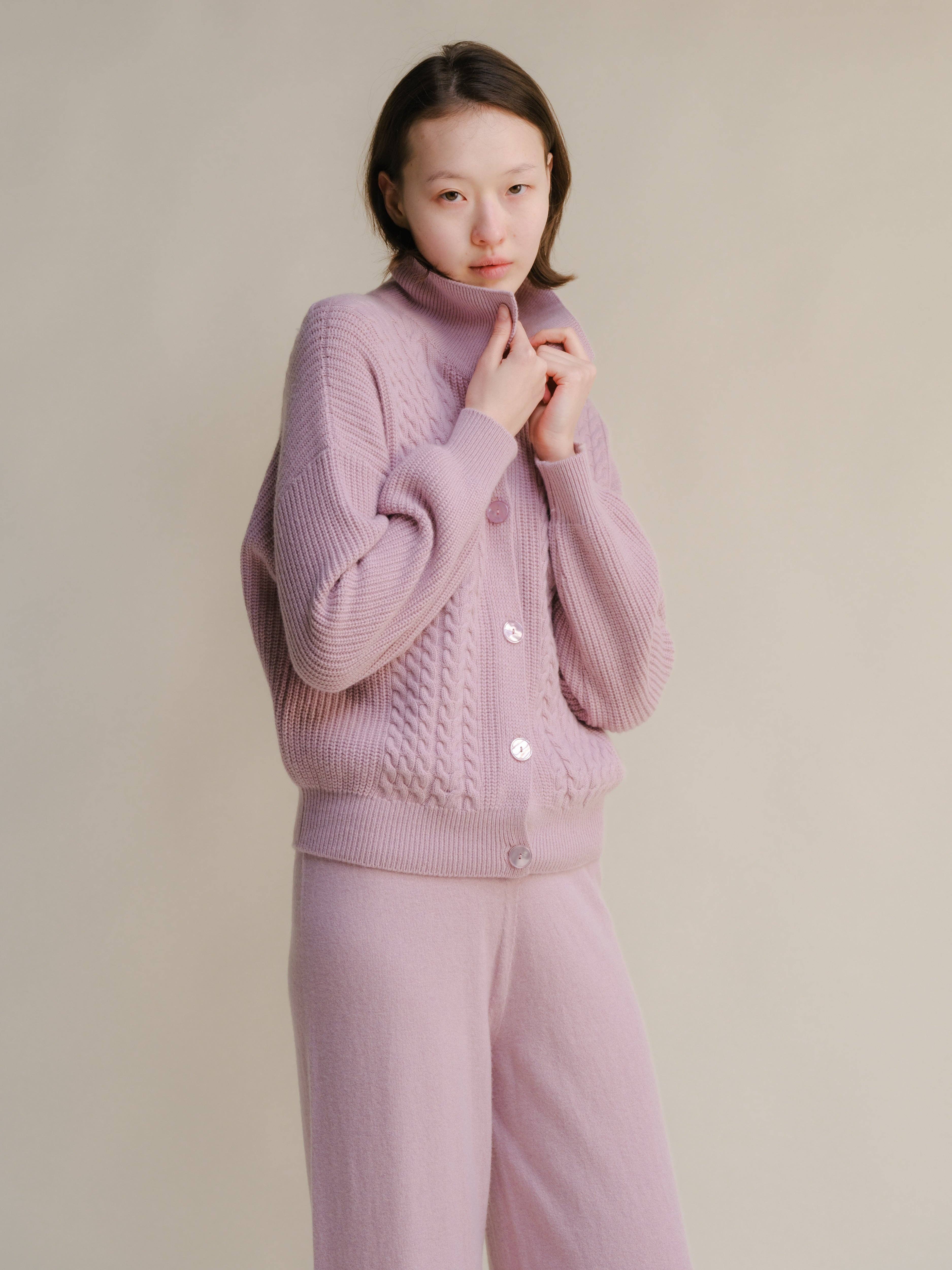 Lèmme – Cardigan - Mulher por atacado – Cardigan polo com tramas em mistura de cashmere20