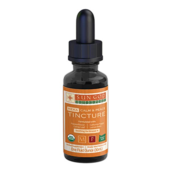 Sun God Medicinals - Wholesale Tincture - Organic Heka Calm & Peace Tincture 1oz
