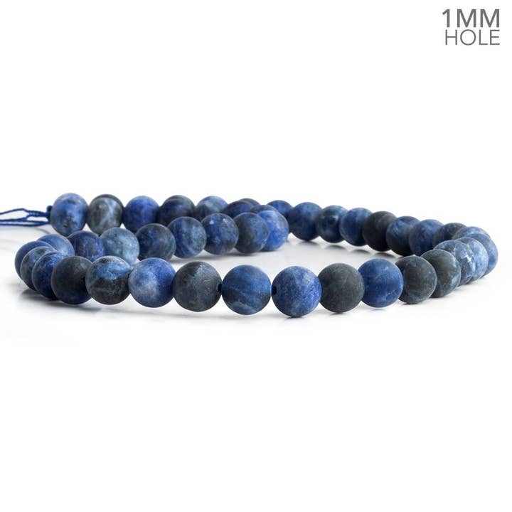 The Bead Traders - Wholesale Beads - 8mm Matte Sodalite Plain Round Beads 15 inch 45 pieces