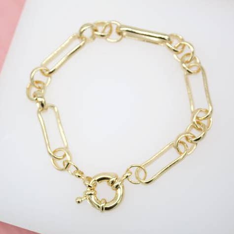 18K Gold Filled 8mm Solid Rolo Round Link Bracelet for wholesale by MIA Jewelry