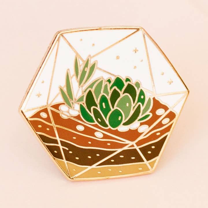 Succulent Terrarium Enamel Pin for wholesale by Occasionalish