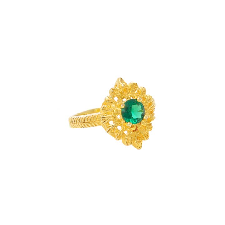 Ring Queen Green in Gold Plated Silver for wholesale by PORTUGAL JEWELS