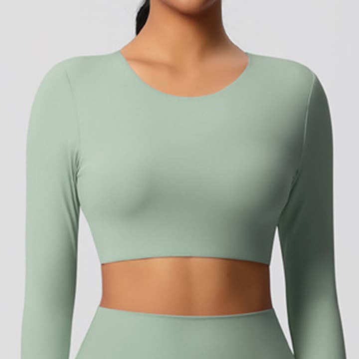 Sodalemon – Engroshandel Activewear-sæt – til kvinder – Kvinder Højtaljet Yogasæt: Langærmet Top + Shorts med Lommer21