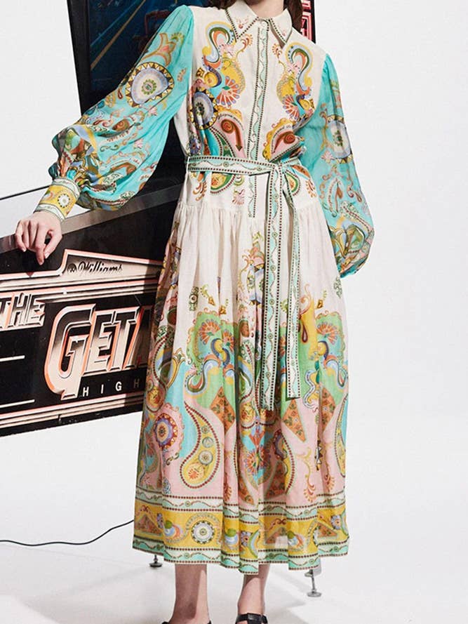 Bohemia Style Long Puff Sleeves Dress JRM076 for wholesale by UNISHE