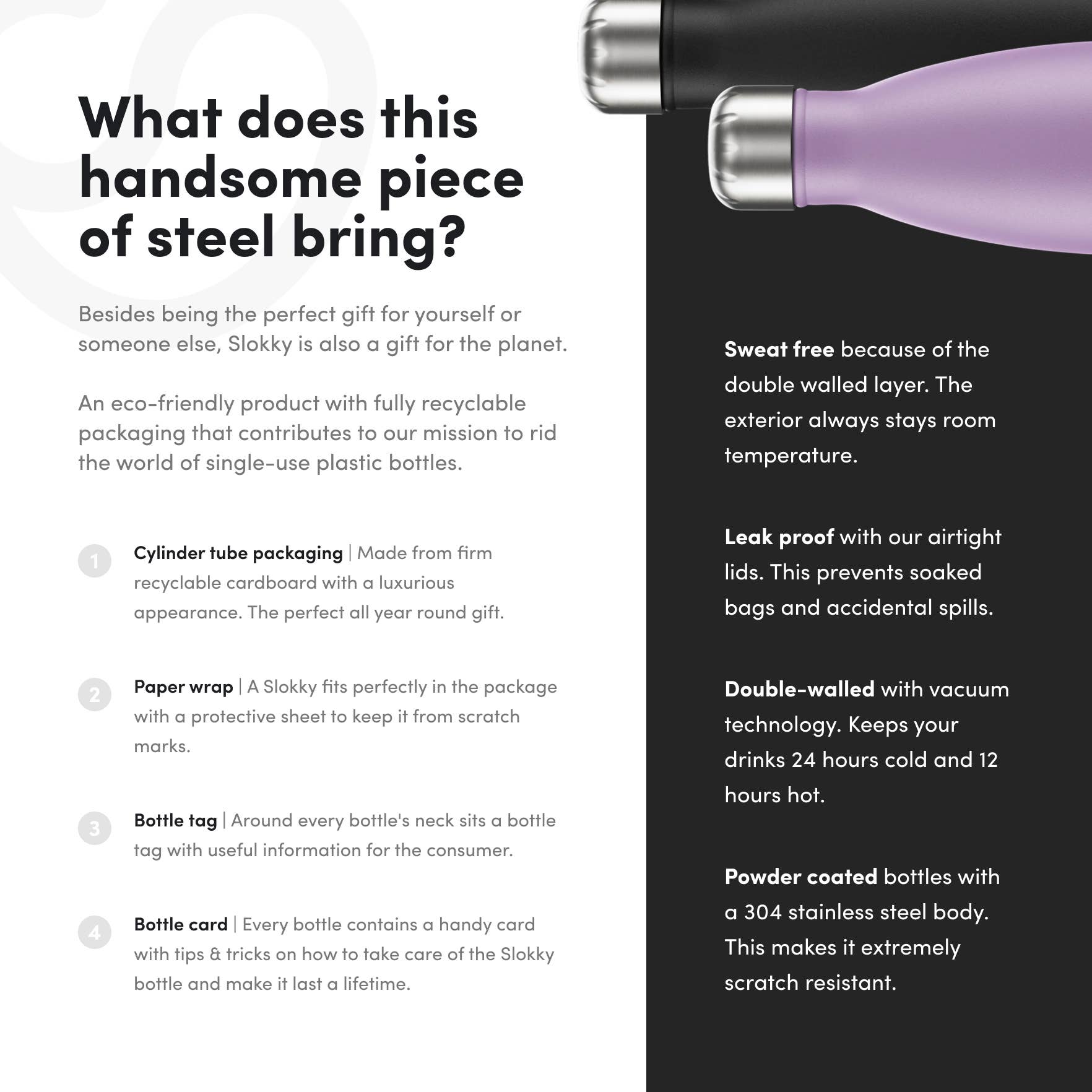 Slokky - Vente Bouteilles d'eau - Thermos & Gourde Violet Pastel - 500 ml5