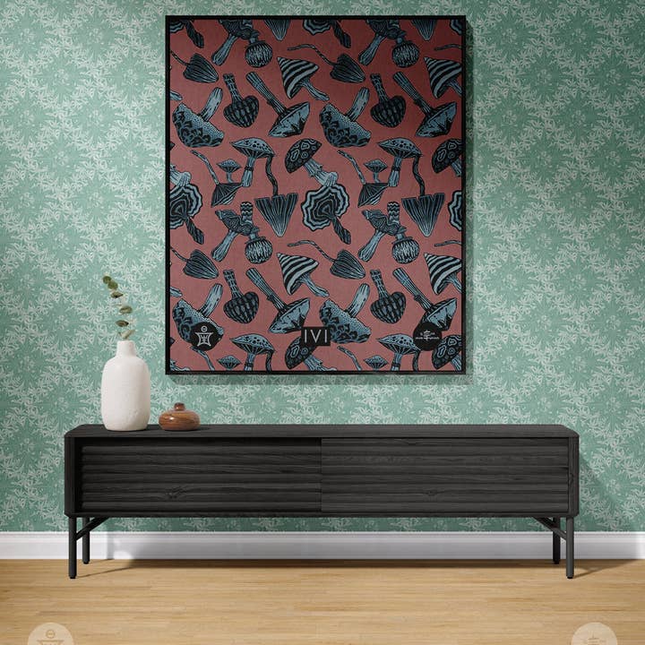 Sean Martorana - Wholesale Throw Blanket - IVI - Mushroom Jacquard Woven Blanket - Blue Pink5