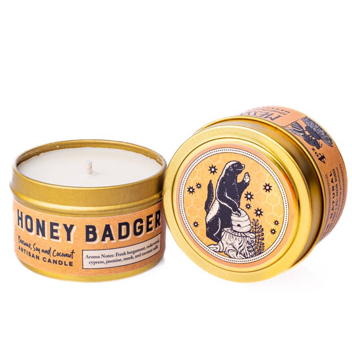 Honey Badger 4oz. Candela senza paraffina! per la vendita all'ingrosso da parte di Messner Bee Farm