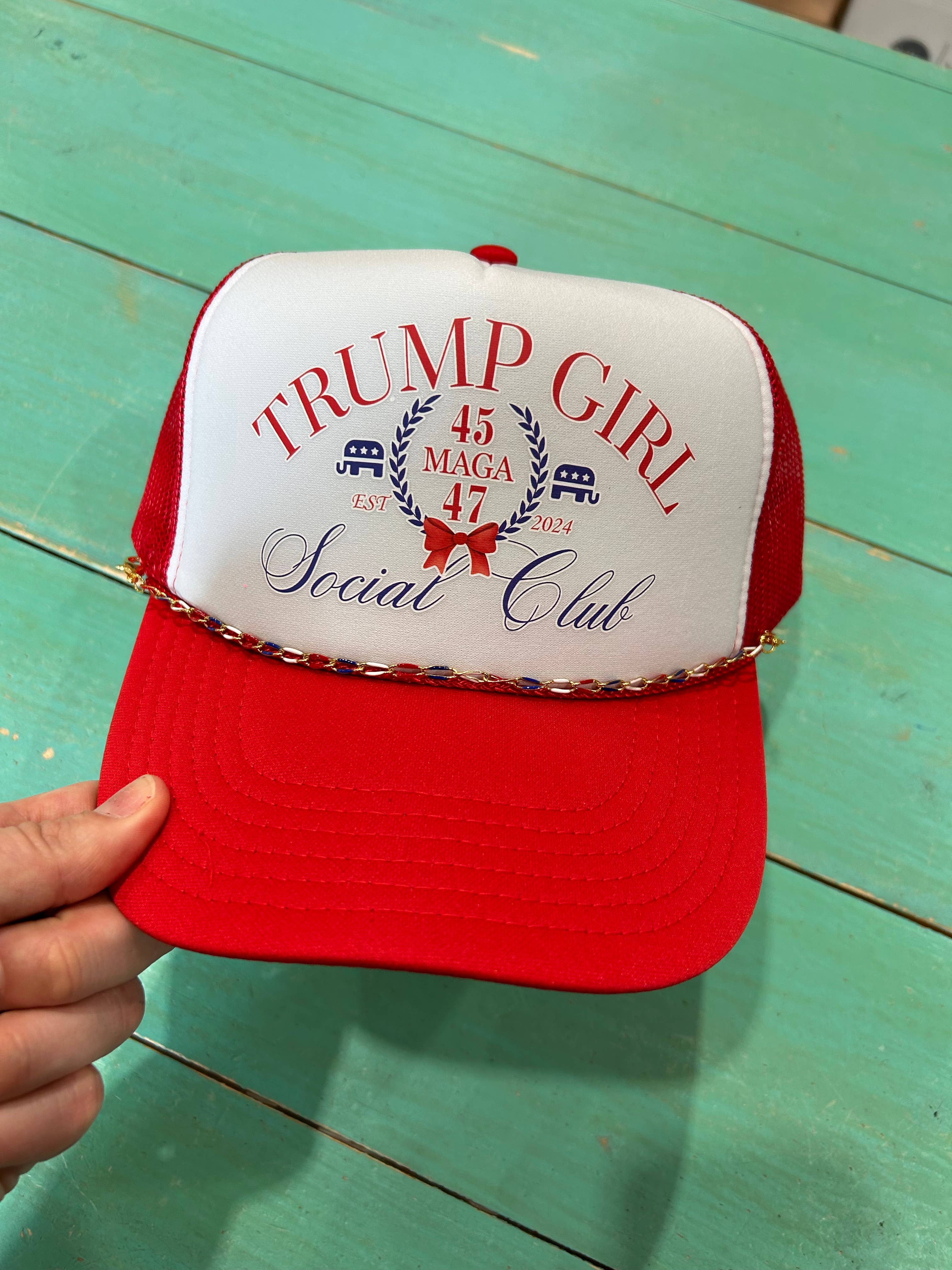 Vibes Hat Company - Wholesale Trucker Hat - Women's - Trump Girl Social Club Trucker Hat | 4th Of July Hats | USA 5
