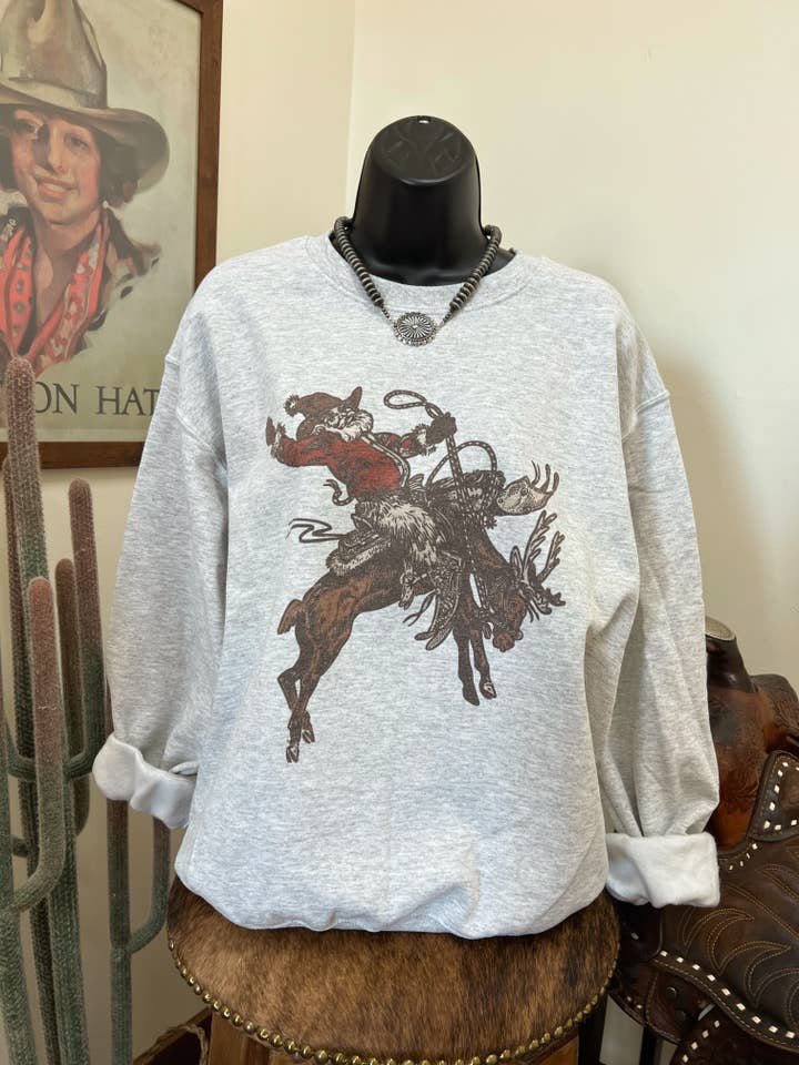 Lost Creek Boutique LLC - Wholesale Graphic Sweatshirt - Women's - Rank Reindeer Santa Crewneck