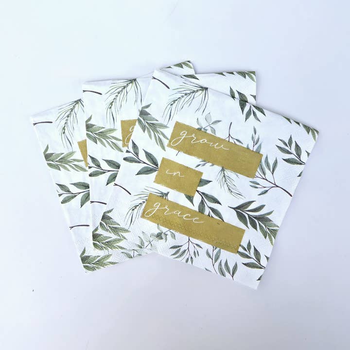 Grow In Grace Paper Napkins | 16 ct Scripture Napkins for wholesale by Pearls of Parchment