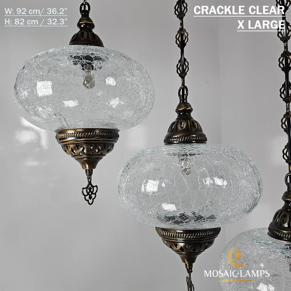 Mosaic Lamps - Wholesale Chandelier/Hanging Light - 5 Clear Cracked Globe Bar Chandelier9