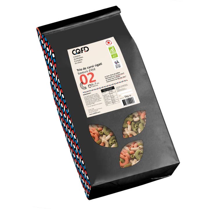 Curvi Rigati Trio orgánico - Sabores de verano (bolsa de 5 kg) para venta al por mayor de C.Q.F.D.