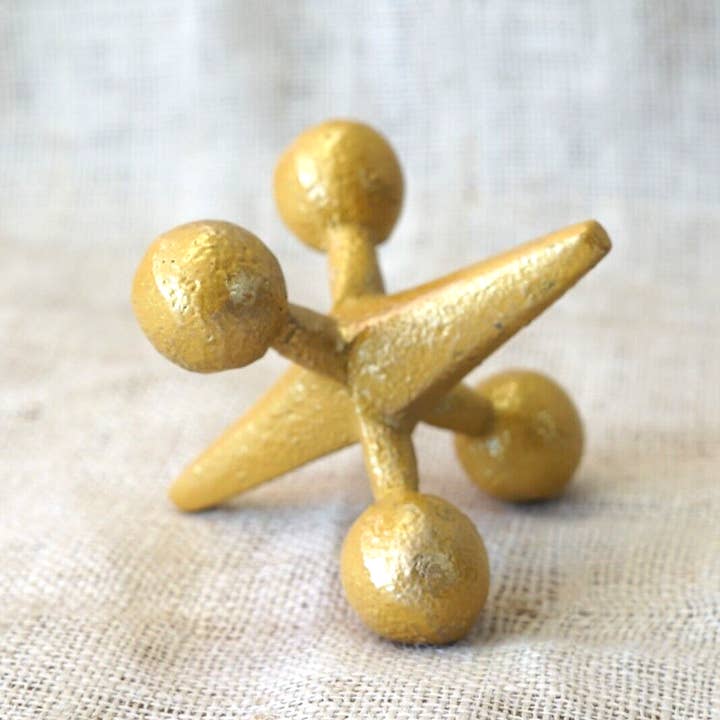 Midwest Craft House - Wholesale Decorative Figurine - CAST IRON JAX JACKS 5 1/2" x 5 1/2" GOLD COLOR