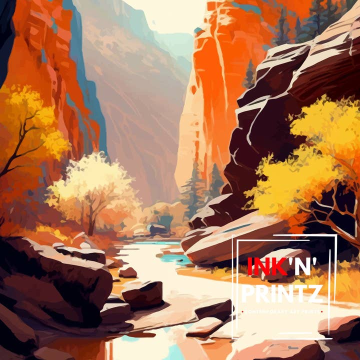 InkNPrintz – wholesale Art print – Zion National Park Travel Poster Utah7
