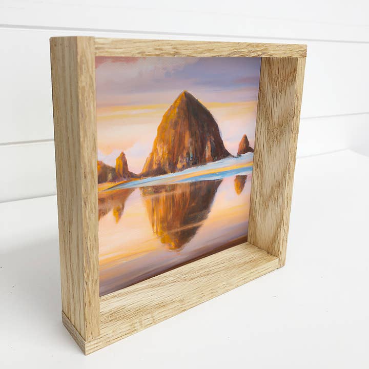 Hangout Home - Wholesale Sign - Haystack Rock Oregon Based Small Souvenir Wood Framed Sign1