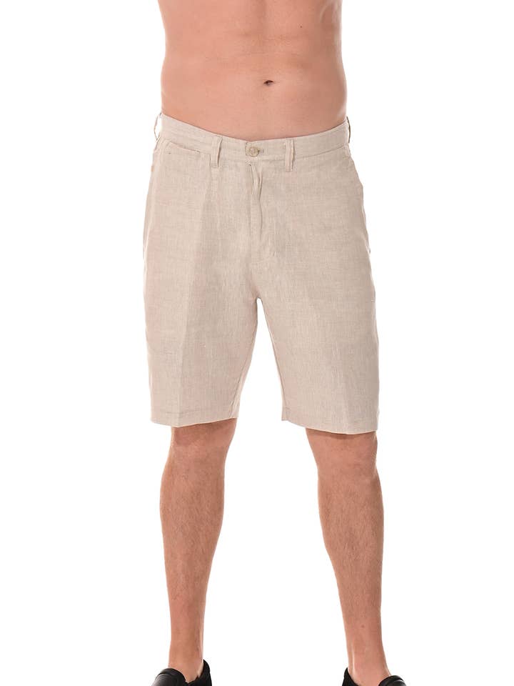 Men's Linen Shorts Casual Flat Front - MLH40c-B 32/42 for wholesale by Azucar & Bohio