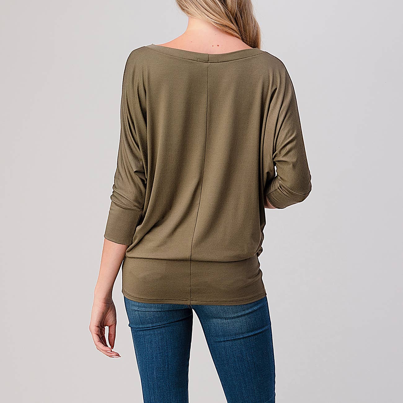 Heimious - Wholesale Knit Top - Women's - 3/4 Dolman Sleeve Round neck Modal Jersey  Top, 2503104