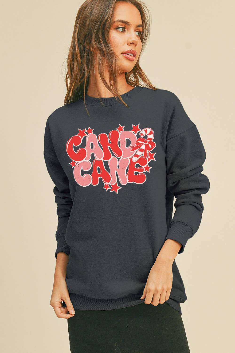 Honestee – wholesale Sweatshirt – Women's – Candy Cane Long Sleeve Sweatshirt1