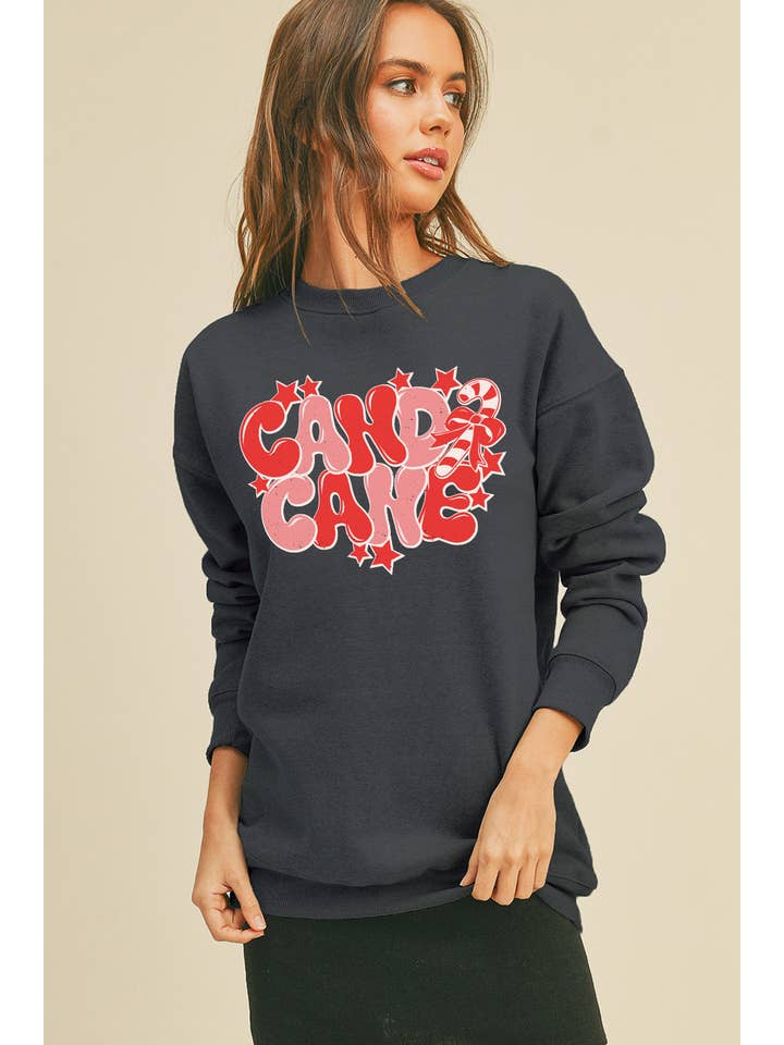 Honestee – wholesale Sweatshirt – Women's – Candy Cane Long Sleeve Sweatshirt1